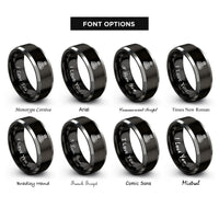 font options for inside engraving on black & grey captain wheel rings
