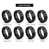 font options for inside engraving on black car battery rings