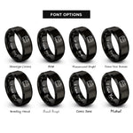 font options for inside engraving on black car battery rings