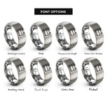 font options for inside engraving on silver car battery rings