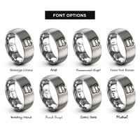 font options for inside engraving on silver car battery rings
