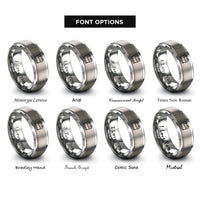 font options for inside engraving on silver car battery rings