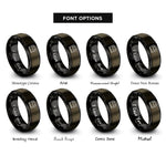 font options for inside engraving on gunmetal & black car battery rings