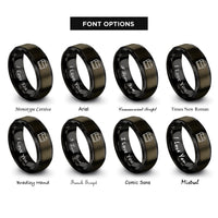 font options for inside engraving on gunmetal & black car battery rings