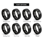 font options for inside engraving on black car carrier truck rings