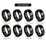 font options for inside engraving on black car carrier truck rings