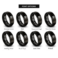 font options for inside engraving on black car carrier truck rings