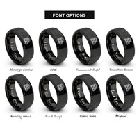 font options for inside engraving on black car carrier truck rings
