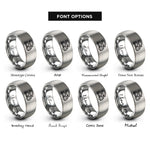 font options for inside engraving on grey car carrier truck rings