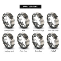 font options for inside engraving on silver car carrier truck rings