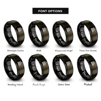 font options for inside engraving on gunmetal & black car carrier truck rings