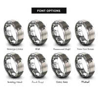 font options for inside engraving on grey carabiner badge rope rings