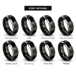 font options for inside engraving on black & grey carabiner rope rings