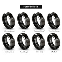 font options for inside engraving on black & grey carabiner rope rings