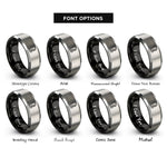 font options for inside engraving on black & silver carabiner rope rings