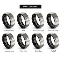 font options for inside engraving on black & grey carabiner rope rings