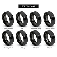 font options for inside engraving on black carabiner rope rings