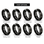 font options for inside engraving on black & grey caramel swirl rings