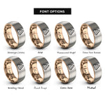 font options for inside engraving on rose gold & grey caramel swirl rings