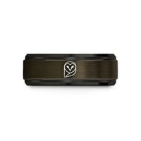 engraved wedding band him – gunmetal & black tungsten barn owl wedding band