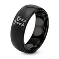 Piton Hammer – Tungsten Wedding Band, 8 mm, Black Comfort-Fit Unisex