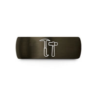cool men’s wedding rings – gunmetal & black tungsten piton hammer wedding band
