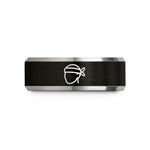 men's tungsten wedding band – black & grey tungsten sushi chef headband wedding band