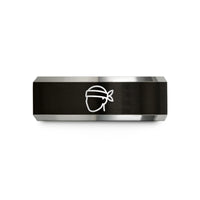 men's tungsten wedding band – black & grey tungsten sushi chef headband wedding band
