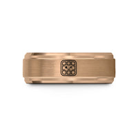 black tungsten men's ring – rose gold tungsten winking waffle wedding band