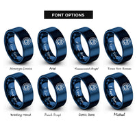 font options for inside engraving on blue carbon capture icon rings