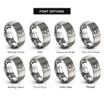 font options for inside engraving on gray carbon capture icon rings