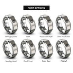 font options for inside engraving on silver carbon capture icon rings