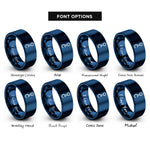 font options for inside engraving on blue carbonyl co rings