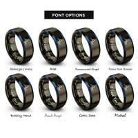 font options for inside engraving on gunmetal & blue carboxyl cooh rings
