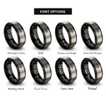font options for inside engraving on black & silver cardinal compass rings