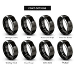 font options for inside engraving on black & silver cardinal compass rings