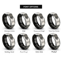 font options for inside engraving on black & grey cardinal compass rings