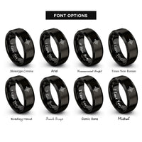 font options for inside engraving on black cardinal compass rings