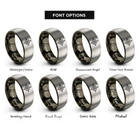 font options for inside engraving on gunmetal & silver cardinal compass rings