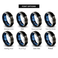 font options for inside engraving on black & blue & grey cardinal cones rings