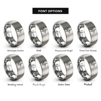 font options for inside engraving on silver cardinal letters rings