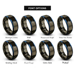 font options for inside engraving on gunmetal & blue cardinal letters rings