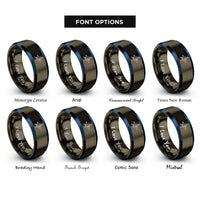 font options for inside engraving on gunmetal & blue cardinal letters rings