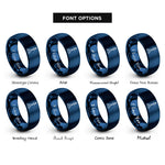 font options for inside engraving on blue cardinal mark symbols rings