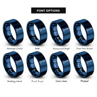 font options for inside engraving on blue cardinal mark symbols rings