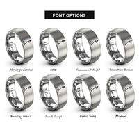 font options for inside engraving on silver cardinal mark symbols rings