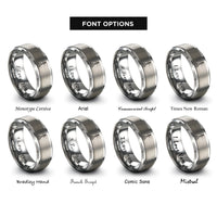 font options for inside engraving on gray cardinal mark symbols rings