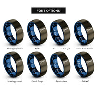 font options for inside engraving on gunmetal & blue cardinal mark symbols rings