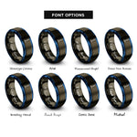 font options for inside engraving on gunmetal & blue cardinal mark symbols rings