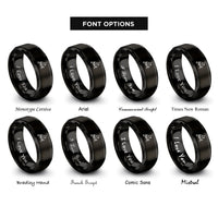 font options for inside engraving on black cardinal on branch rings